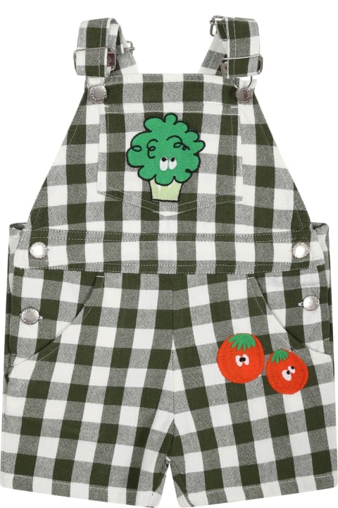 Topwear for Baby Boys Stella McCartney Kids Green Dungarees For Baby Boy With All-over Pattern