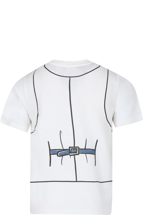 Fashion for Kids Stella McCartney Kids Ivory T-shirt For Boy With Bow Tie Print