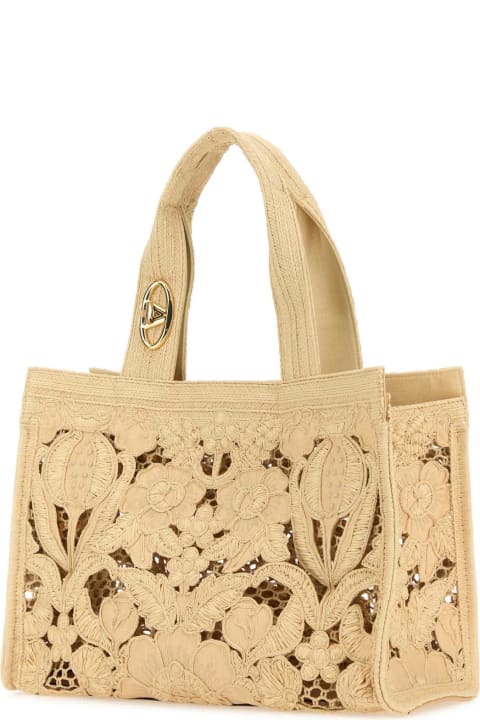 Fashion for Women Valentino Garavani Beige Macrame Lace Shopping Bag