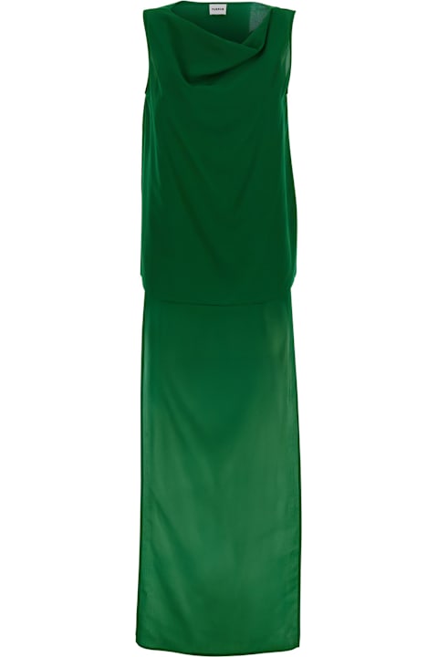 Homeware Parosh Green Blouse With Ruffled Details In Silk Woman