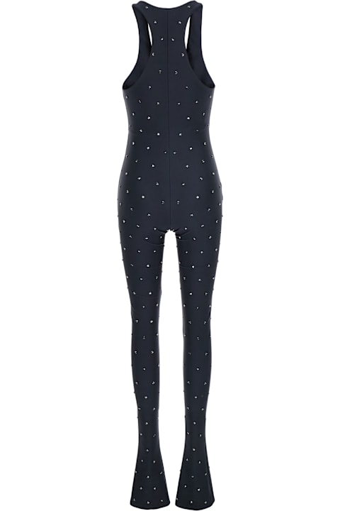 The Andamane Jumpsuits for Women The Andamane 'tess' Black Jumpsuit With All-over Crystal Applications In Stretch Jersey Woman