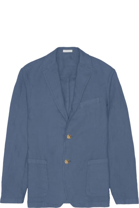 Altea Coats & Jackets for Men Altea Air Force Blue Single-breasted Linen Jacket