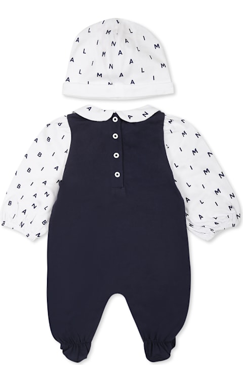 Homeware Balmain Blue Babygrow Set For Baby Girl With Logo