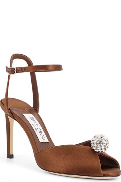 Jimmy Choo Sacora Satin Sandals With Crystal Detail