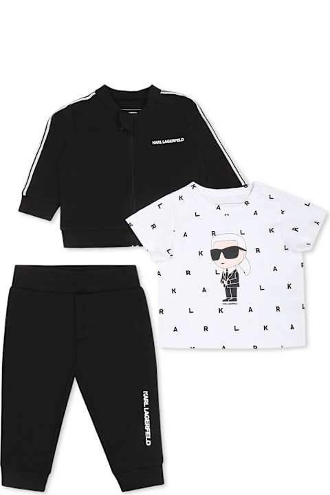 Karl Lagerfeld Kids Clothing for Baby Boys Karl Lagerfeld Kids Black Suit For Babykids With Karl Lagerfeld Print