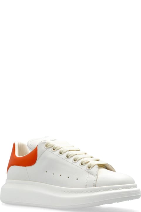Homeware Alexander McQueen White Leather Sneakers With Orange Leather Heel