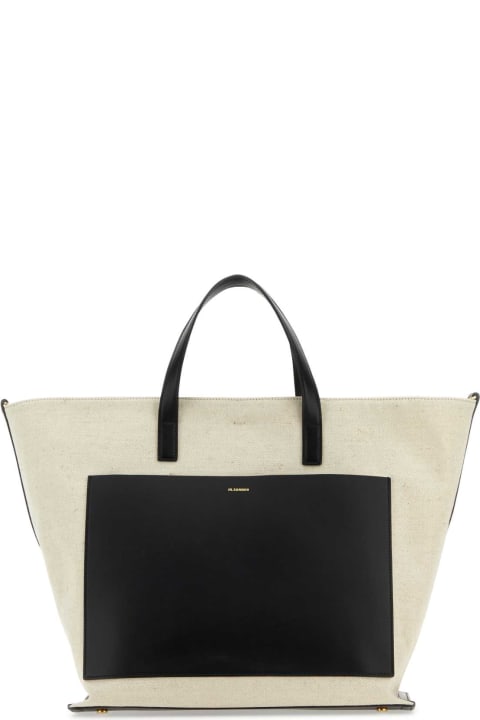 Fashion for Women Jil Sander Two-tone Canvas And Leather Medium Wander Square Handbag