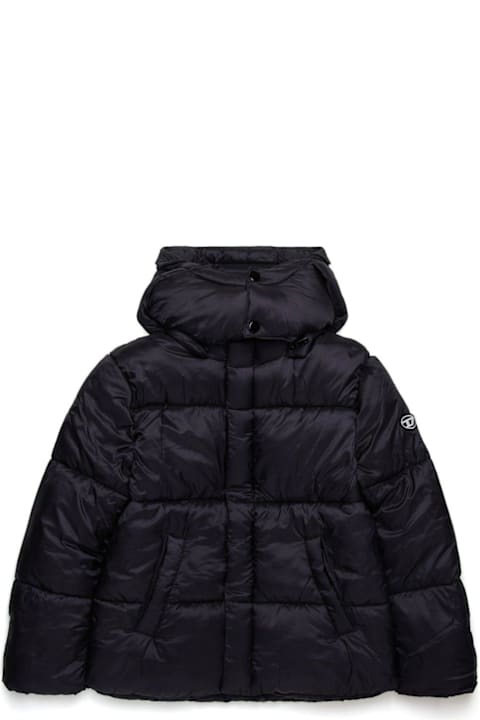 Diesel for Kids Diesel Oval-d Logo Patch Hooded Padded Jacket