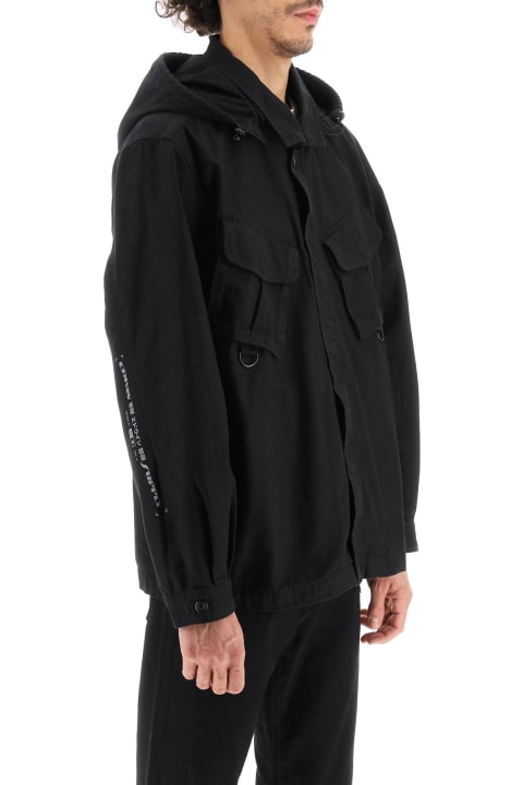 'strategy' Cotton Jacket With Snap-off Hood