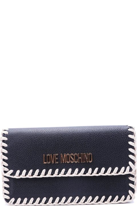 ウィメンズ クラッチバッグ Love Moschino Whipstitch-trim Chain-linked Shoulder Bag