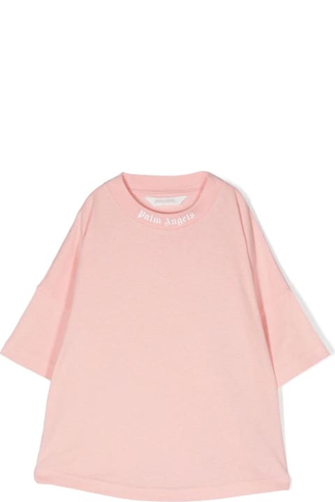 Fashion for Girls Palm Angels Pink T-shirt With Classic Logo