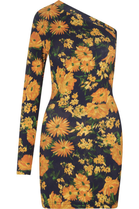 One Shoulder Mini Dress In Floral Jersey