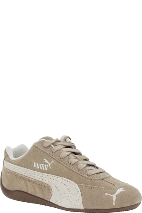 Puma for Kids Puma 'speedcat Elevated' Beige Sneakers With Logo Print On The Side And Logo Lettering On The Side In Suede Unisex