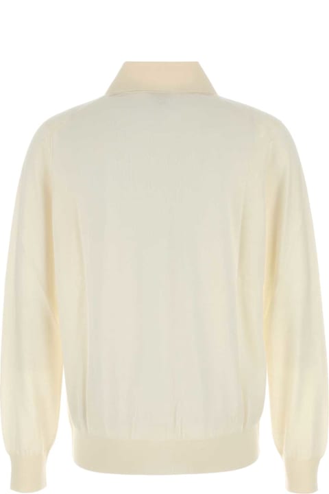 Bottega Veneta for Men Bottega Veneta Ivory Cashmere Polo Shirt