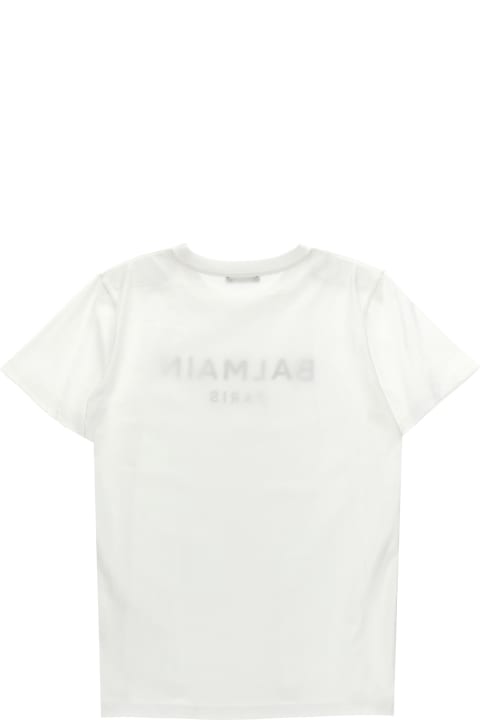 Balmain Topwear for Girls Balmain Sequins Logo T-shirt