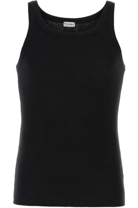 Topwear for Men Dolce & Gabbana Black Cotton Marcello Tank Top