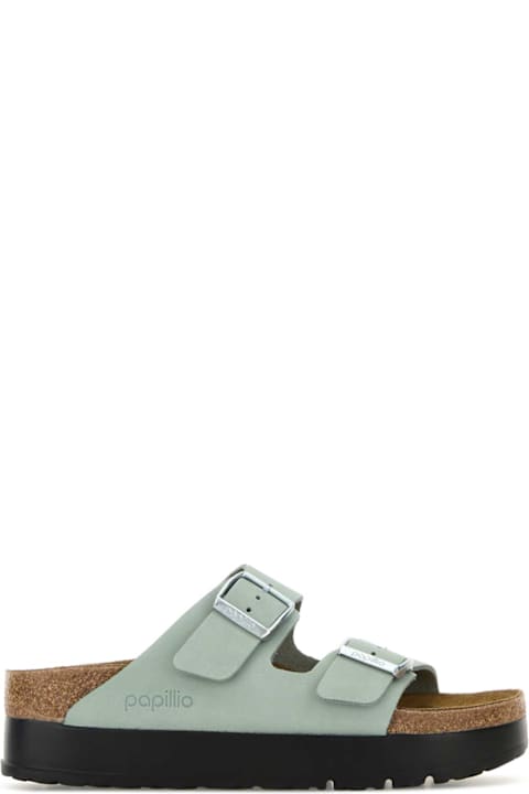 Birkenstock for Women Birkenstock Mint Green Leather Arizona Slippers