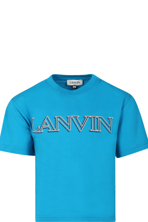 Lanvin for Kids Lanvin Light Blue T-shirt For Boy With Logo