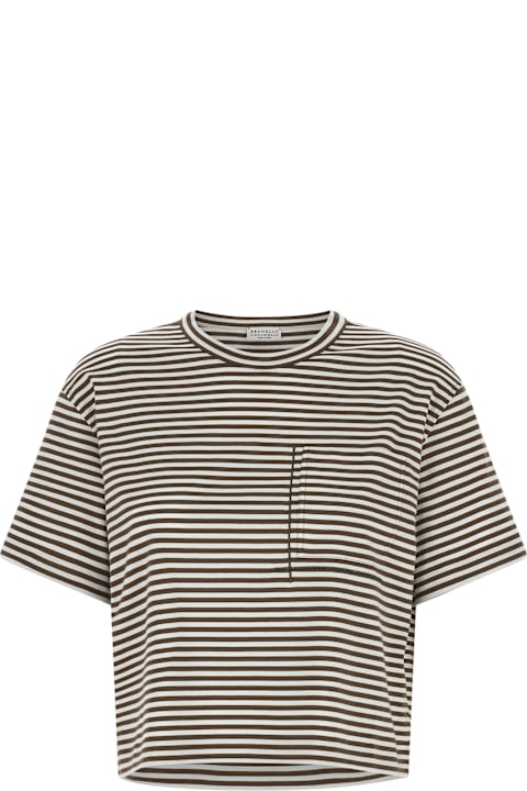 Brunello Cucinelli Topwear for Women Brunello Cucinelli Striped Crop T-shirt