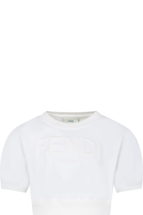 Fendi for Kids Fendi White Sweatshirt For Girl With Logo