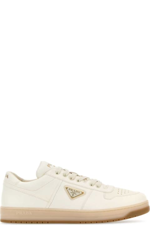 Homeware Prada Ivory Nappa Leather Downtown Sneakers
