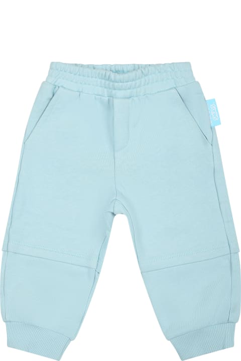 Bottoms for Baby Boys Emporio Armani Light Blue Trousers For Baby Boy With Smurf