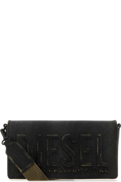 Diesel Shoulder Bags for Women Diesel Black Denim M Biscotto Crossbody Bag