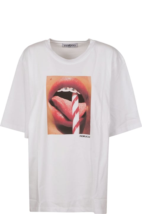 Fiorucci Topwear for Women Fiorucci Mouth Print Boxy T-shirt