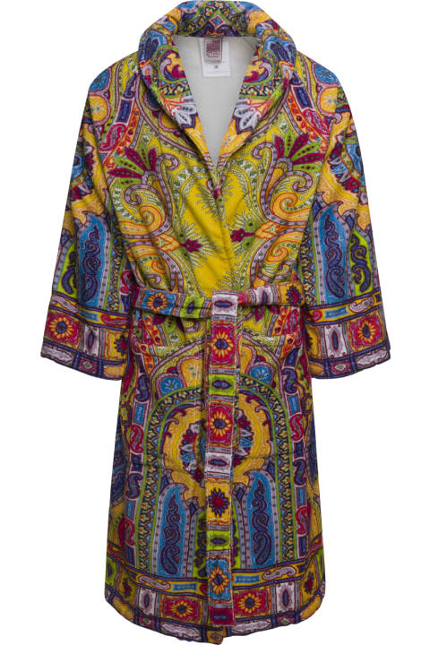 Textiles & Linens Etro 'new Tradition' Multicolor Bath Robe With Pailsey Motif Home