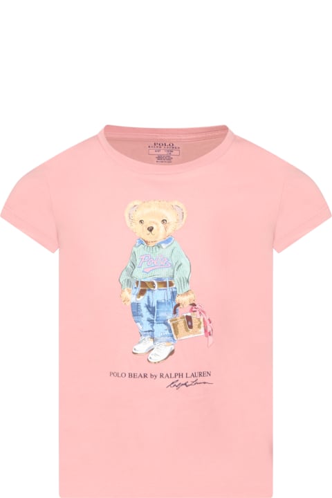 Pink T-shirt For Girl With Iconic Bear