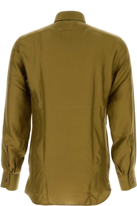 メンズ Tom Fordのウェア Tom Ford Olive Green Silk Shirt