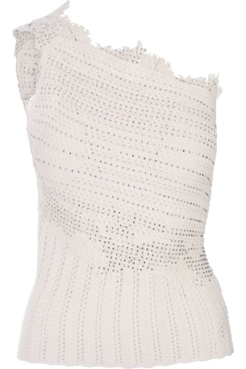 Fashion for Women Ermanno Scervino White Cotton Top With Lace And Crystals