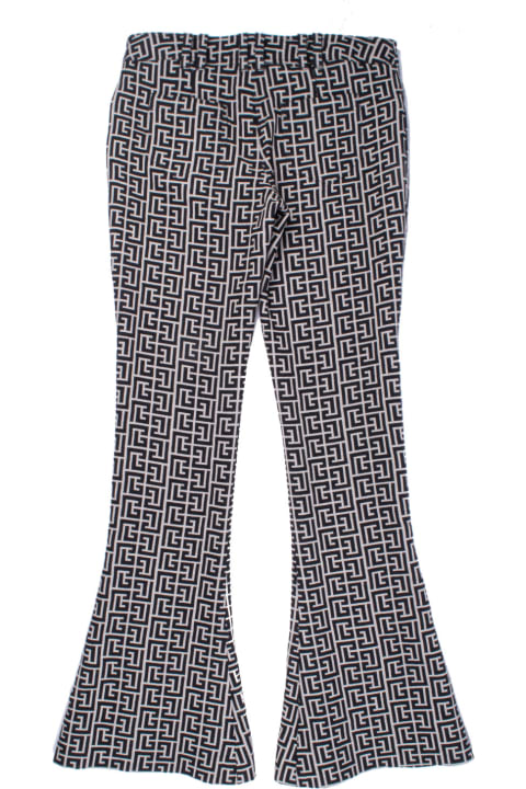 Balmain Pants & Shorts for Women Balmain Bicolor Jacquard Wool Bootcut Pants