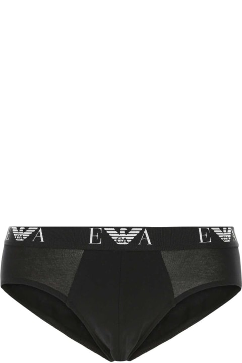 Underwear for Men Emporio Armani Black Cotton Brief Set