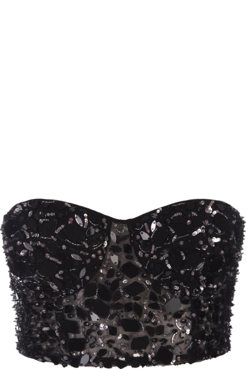 Ermanno Scervino Topwear for Women Ermanno Scervino Black Bustier Top With Crystals