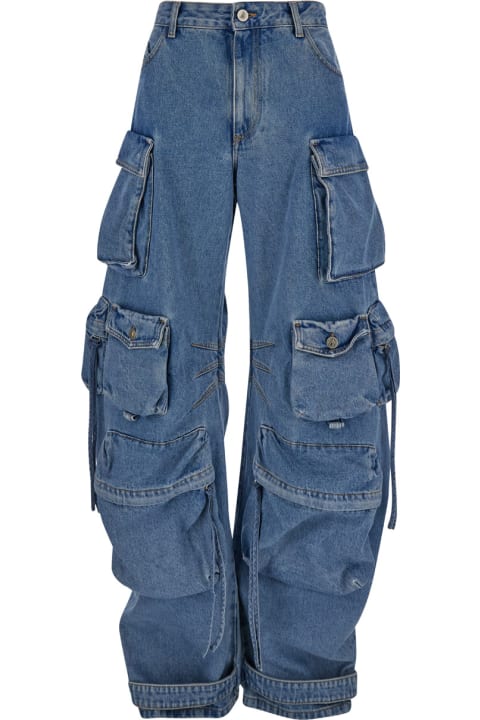 The Attico Jeans for Women The Attico 'fern' Blue Cargo Jeans With Logo Patch In Denim Woman