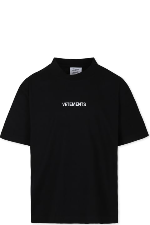 VETEMENTS Topwear for Boys VETEMENTS Black T-shirt For Kids With White Logo