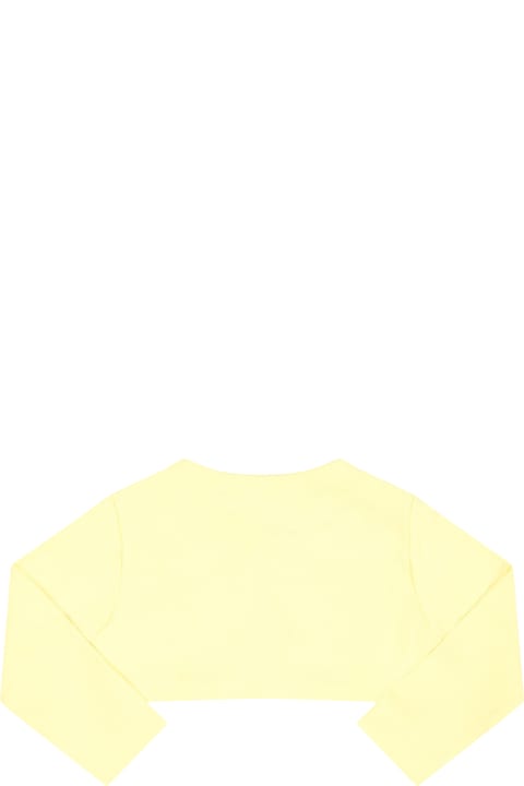 Topwear for Baby Girls Monnalisa Yellow Cardigan For Baby Girl With Logo