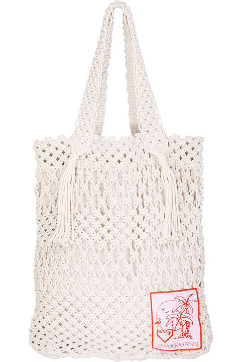 Zimmermann Totes for Women Zimmermann Ivory Crochet Shopping Bag