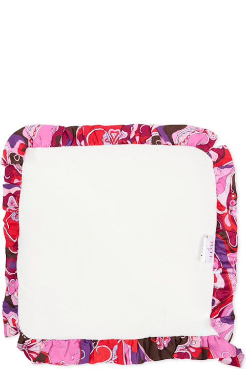 Pucci for Baby Girls Pucci White Ruffled Blanket For Baby Girl