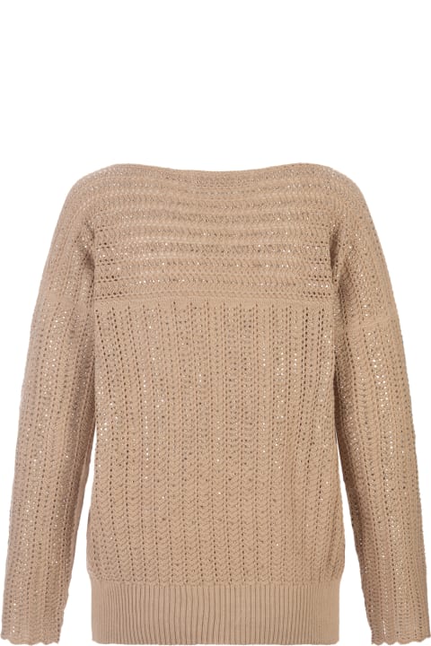 Ermanno Scervino Sweaters for Women Ermanno Scervino Beige Sweater With Crystals