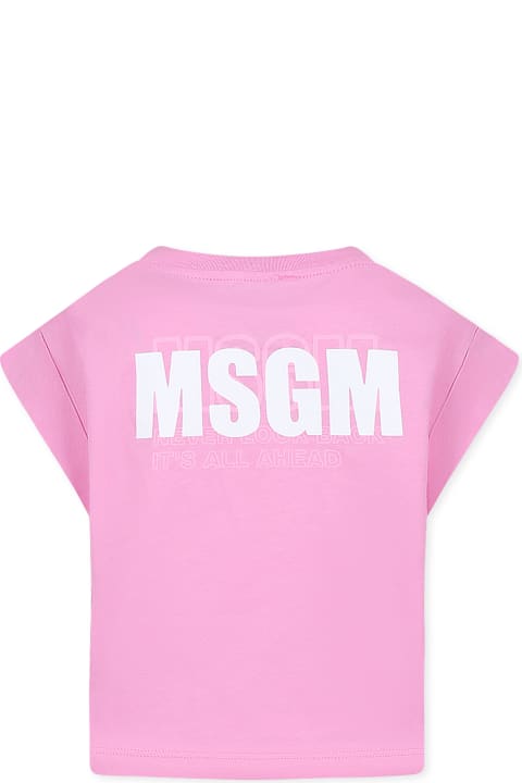 Homeware MSGM Pink T-shirt For Girl With Logo