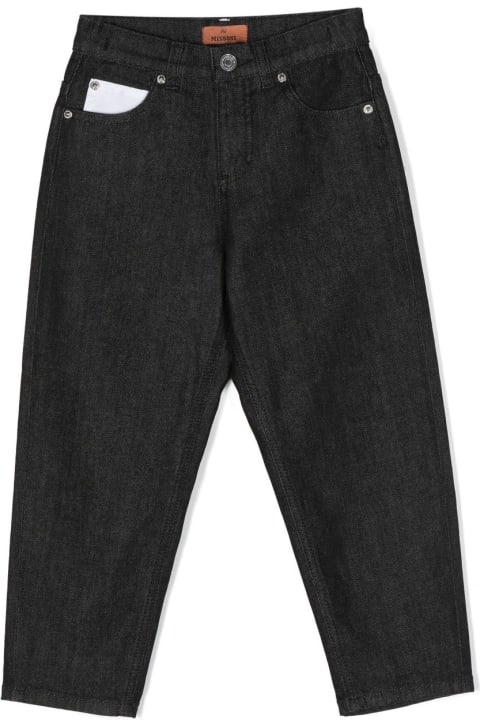 Missoni Kids Bottoms for Boys Missoni Kids Black Loose-fit Jeans With Logo And Chevron Motif