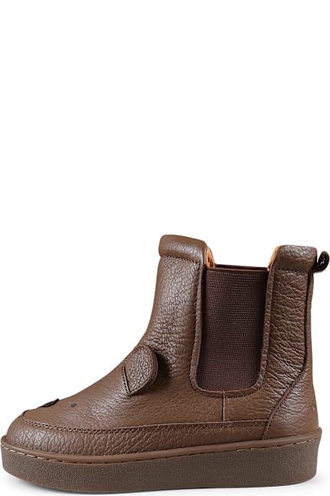 Homeware Donsje Brown Ankle Boots For Kids With Bear