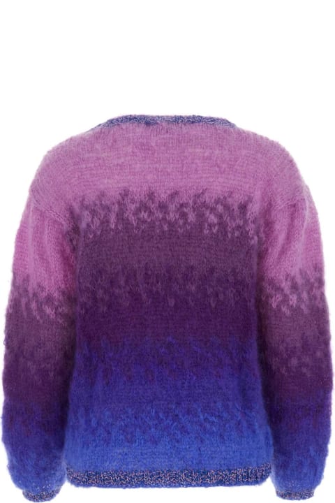 Fashion for Women Rose Carmine Embroidered Stretch Mohair Blend Sweater