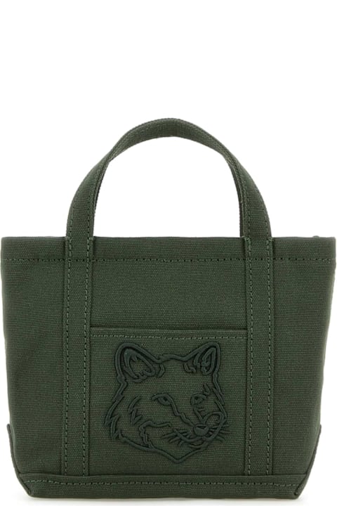 Maison Kitsuné لـ Women Maison Kitsuné Dark Green Canvas Mini Handbag