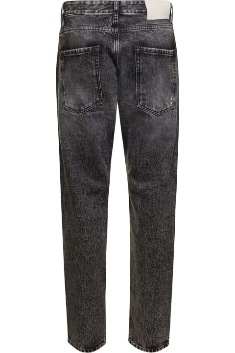 'kanye' Black Five-pocket Jeans With Logo Patch In Cotton Denim Man