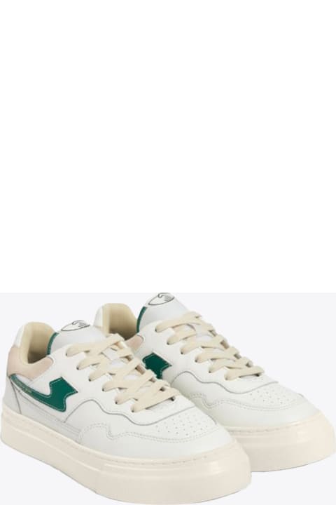 Pearl S-strike Leather White leather low sneaker wuth green strike logo - Pearl Strike leather