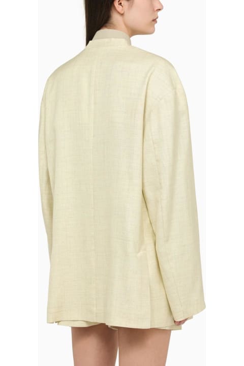 Philosophy di Lorenzo Serafini Coats & Jackets for Women Philosophy di Lorenzo Serafini Light Yellow Single-breasted Jacket In Linen Blend