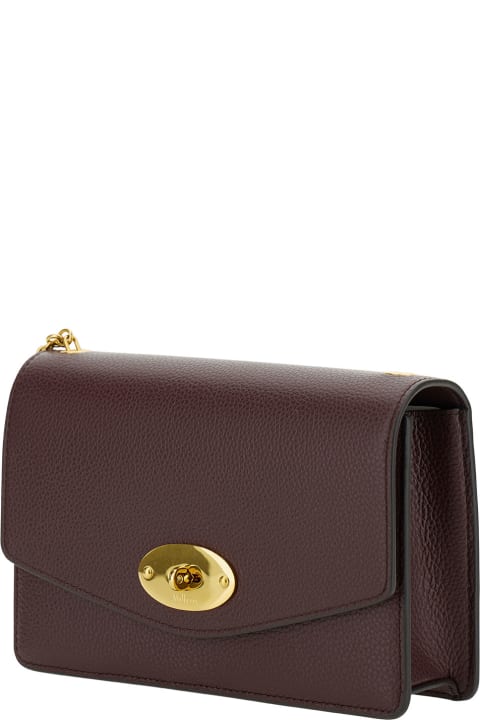 Mulberry for Women Mulberry 'darley' Small Brown Shoulder Bag With Engraved Logo In Hammered Leather Woman